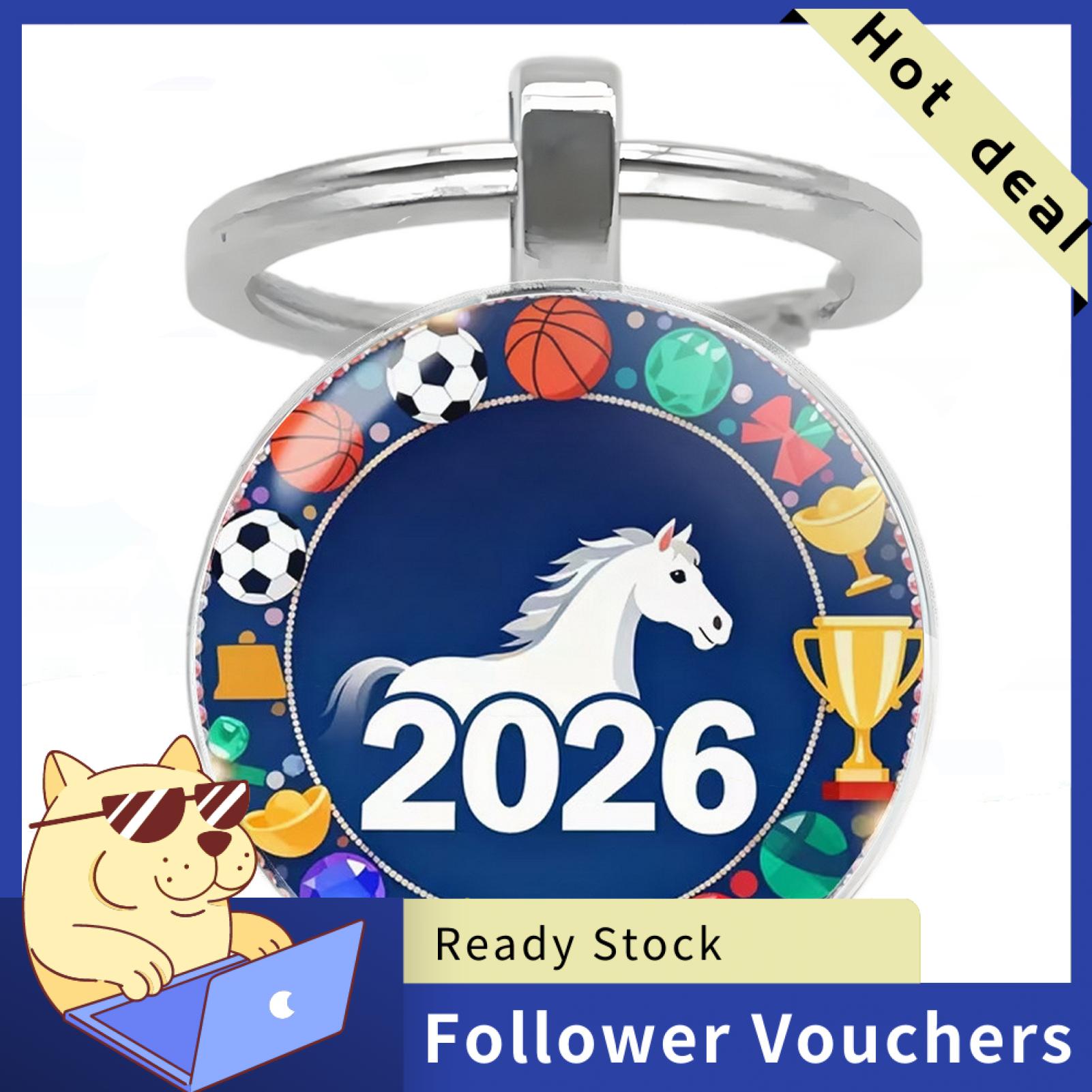 Suludong Good Luck Keychain 2026 Zodiac Keychain 2026 Year of Keychain with Bells – Lucky Zodiac Metal Pendant Compact Holiday Decoration Good Luck Charm - 4