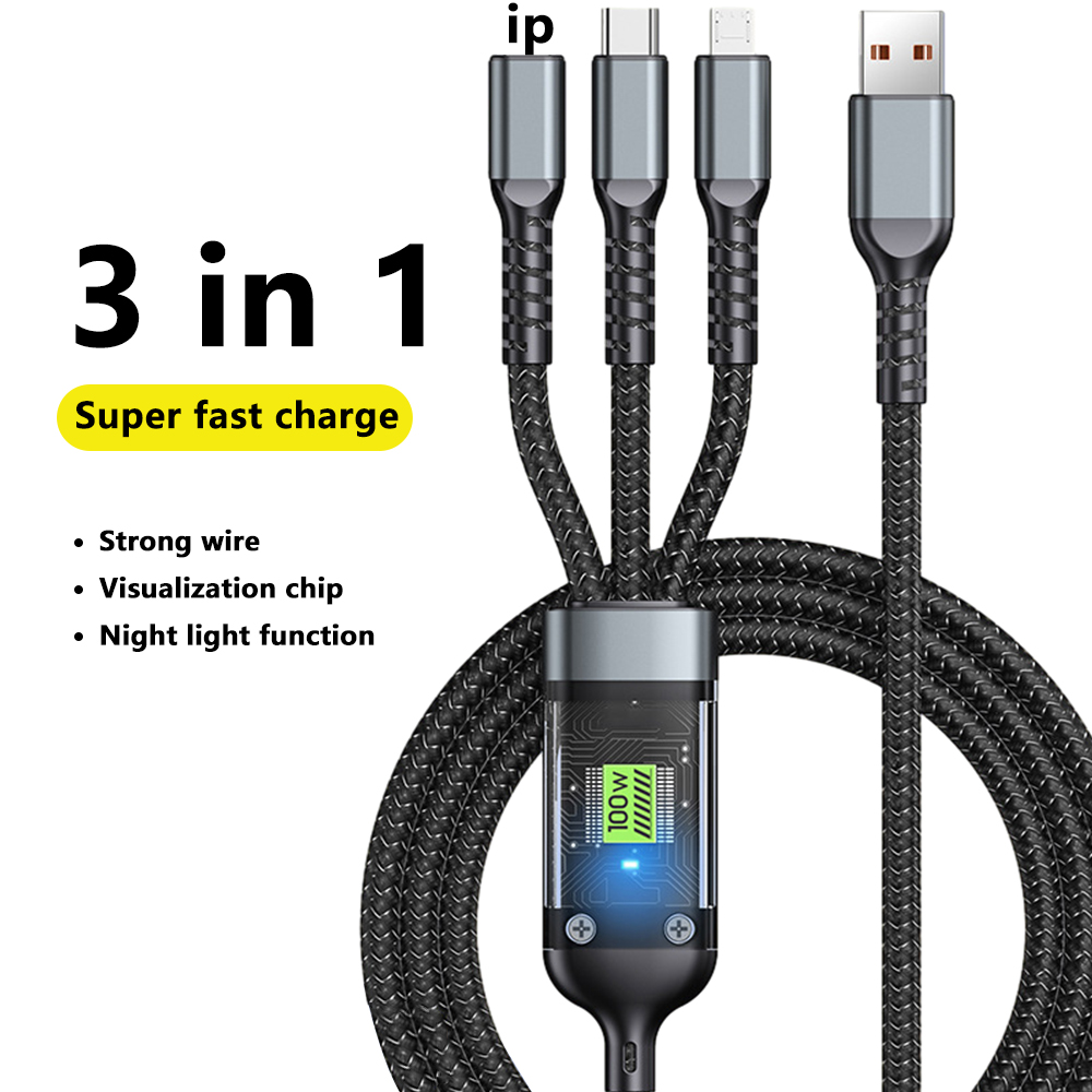 100w 3 trong 1 dây sạc nhanh usb c để usb c bộ chia cáp loại c đa sạc nhanh dây cáp truyền dữ liệu máy tính máy tính xách tay máy tính bảng điện thoại di động
