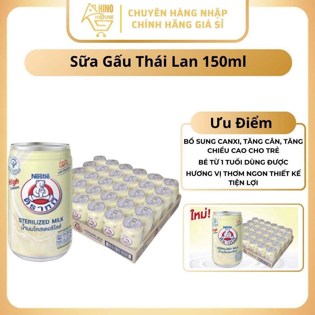 Sữa Gấu Nestle 150ml Dạng Lon Thái Lan Tăng Cân Tăng Chiều Cao Cho Trẻ Giá Tốt - Hinohouse