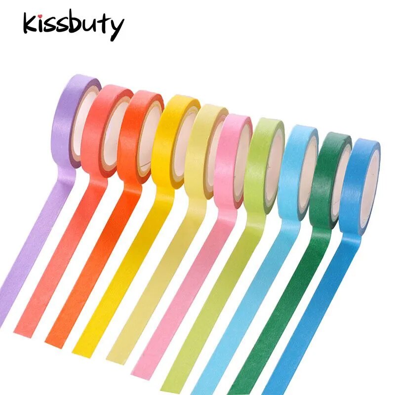 Chất lượng cao 10 cuộn/bộ màu kẹo cầu vồng băng dính Washi óng ánh cầu vồng màu trơn tự làm quà tặng Masking Giấy scrapbook Băng