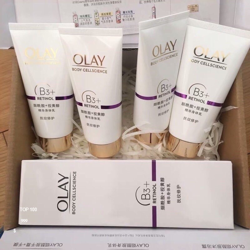 Kem sữa dưỡng thể olay retinol b3 b3 + retinol olay chống lão hoá làm mịn trắng da sau 10 ngày body 