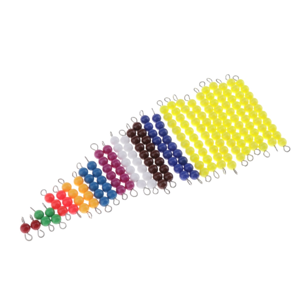 Montessori Math Materials - 2 Sets Of Colored Bead Stairs 1-9 Amp; 10pcs Yellow Beads Bar Of - Early Preschool Learning Toy