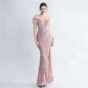 Sequin Fishtail Evening Gown for Women - Formal Party Dress