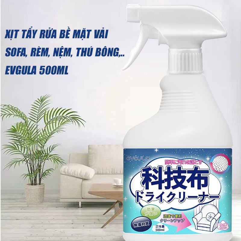 Xịt làm sạch sofa EVGULA 500ml – vệ sinh nệm, thảm, rèm, ghế ô tô, khử mùi & đánh bay vết bẩn trên vải