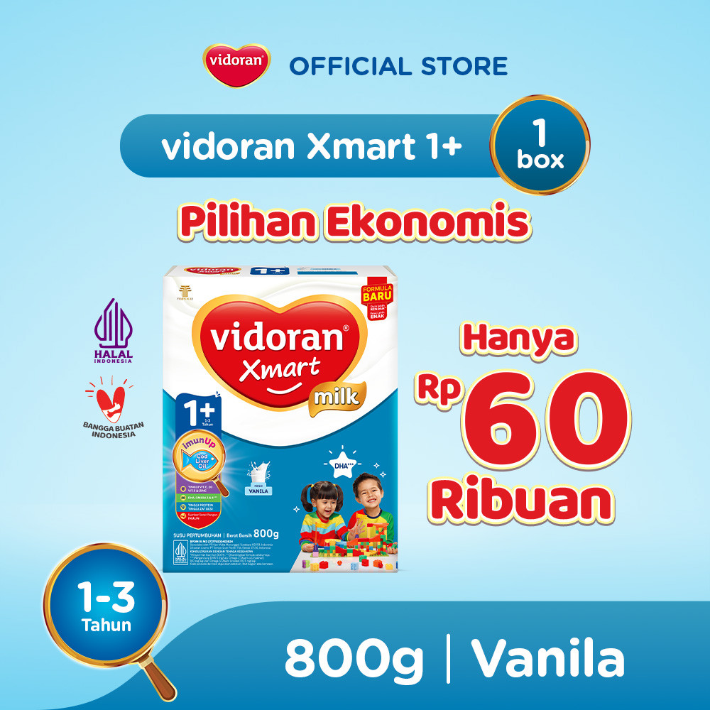 Vidoran Xmart 1+ Imun Up Susu Formula Vanilla 800 G - Exp : 01.2027