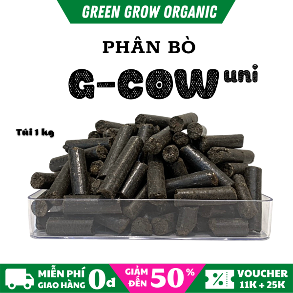 Phân bò ủ hoai viên nén G-Cow Uni Green Grow Organic, phân bón hữu cơ trồng hạt giống rau sạch công nghệ viên nén không mùi hôi, nguyên chất hàm lượng dinh dưỡng cao được ủ bằng Trichoderma và mật rỉ đường lên men