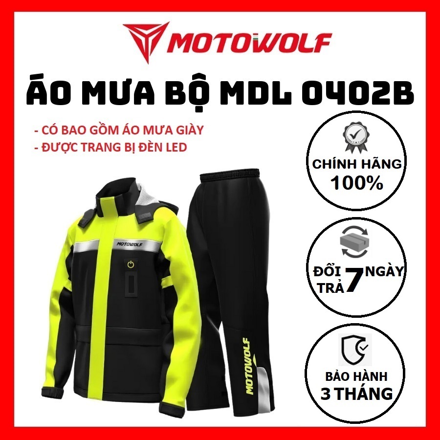 Bộ áo mưa cao cấp MOTOWOLF MDL0402 - Màu xanh phối đen