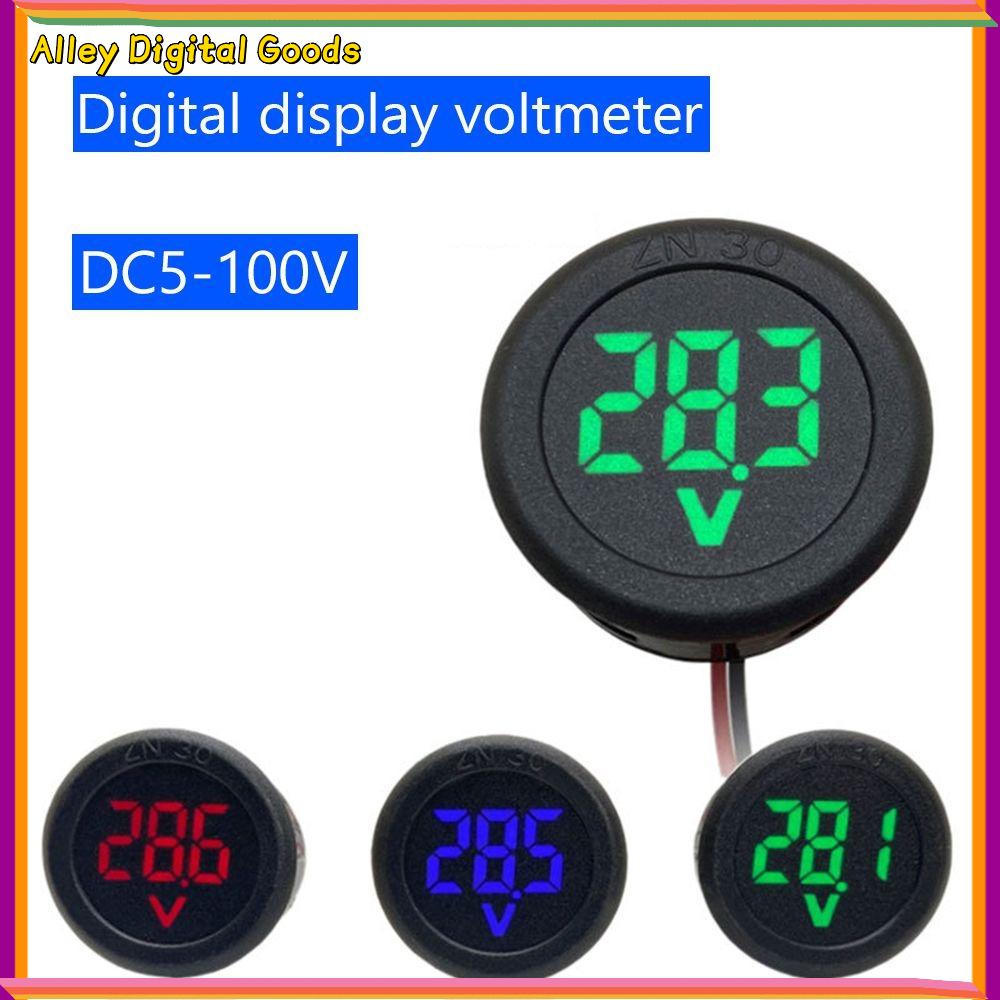 MYTHIS Màn hình LED Vôn kế ô tô Hình tròn DC 4-100V Đồng hồ đo điện áp Bảng điều khiển Bền Hai Dây Máy dò vôn