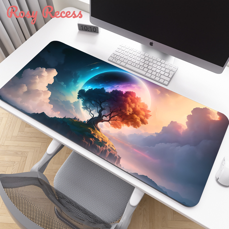 Rosy Recess Oversized mouse pad anime two-dimensional e-sports game office computer keyboard desk mat thickened lock edge advertising pad ราคา 62 บาท*ส่งฟรี