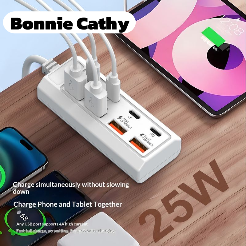 โทรศัพท์มือถือและแท็บเล็ต Bonnie Cathy ฮับ USB 8 พอร์ตพร้อมการชาร์จและถ่ายโอนข้อมูลที่รวดเร็ว
