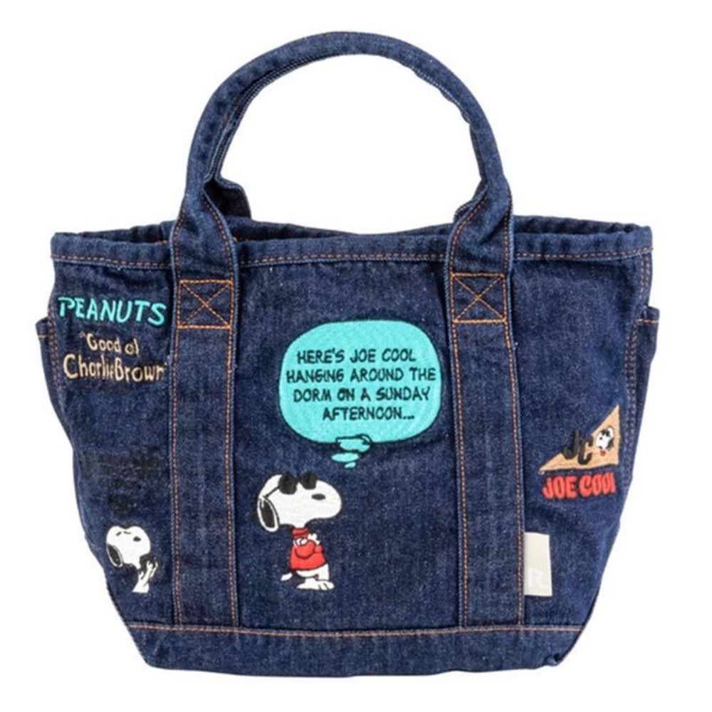 YEAHGIRL Phong cách Nhật Bản Túi xách Snoopy Hoạt hình Vải Denim Túi xách nữ Thời trang Thêu hình chó Túi đựng đồ ăn trưa Dành cho nhân viên văn phòng - 3