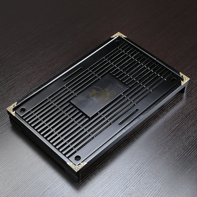 Khay trà gỗ cực đẹp nẹp đồng 4 góc chống nứt, rạn, không thấm nước