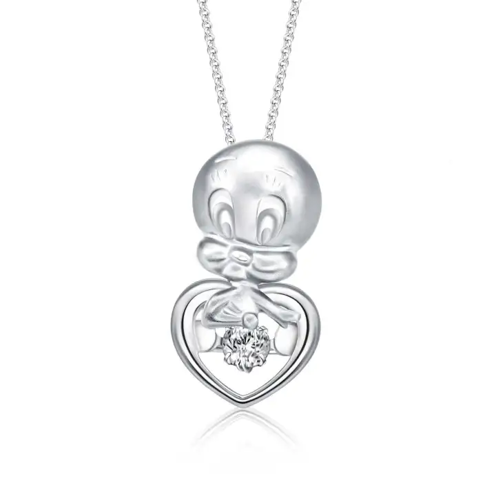 SK Jewellery Looney Tunes Tweety Tweety Heart Diamond Necklace