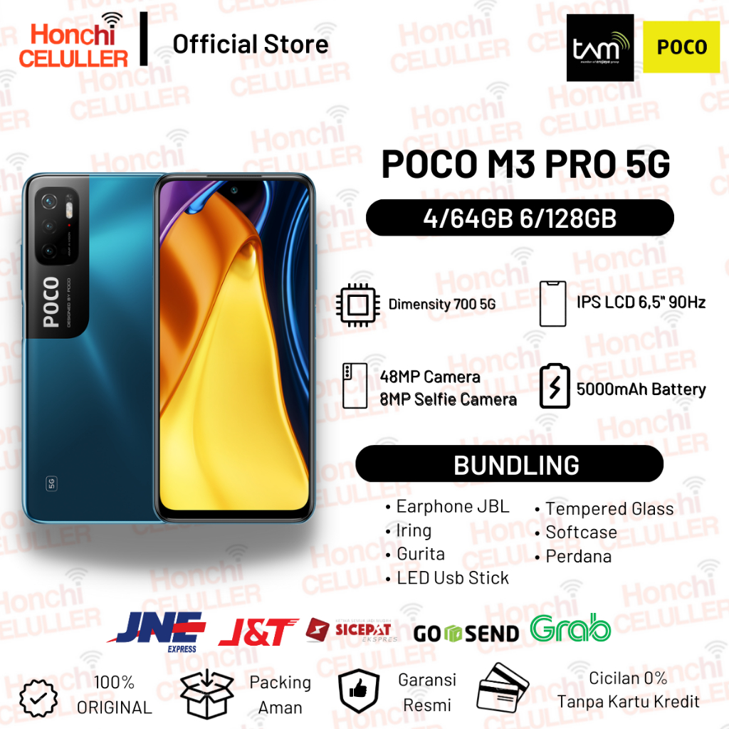 Xiaomi POCO M3 PRO 5G 6/128GB 4/64GB Garansi Resmi Xiaomi Indonesia Original Harga 2,249,000 rupiah*Gratis Ongkir