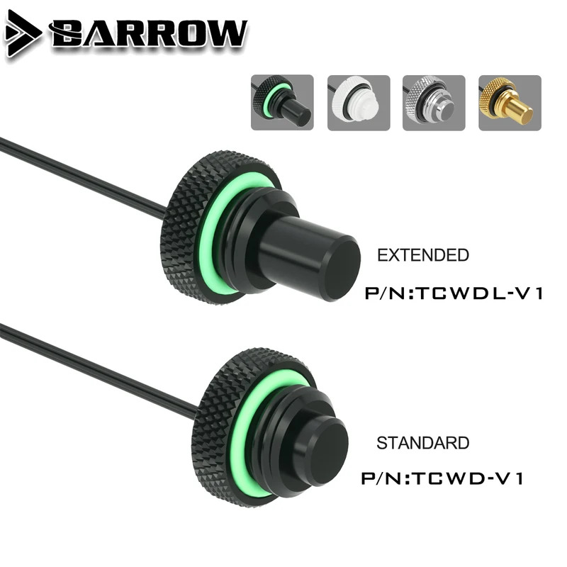 Barrow G1/4 10k đen bạc nhiệt độ nước dừng niêm phong cắm nước làm mát PC ứng dụng phụ kiện nước TCWD-V1 phù hợp