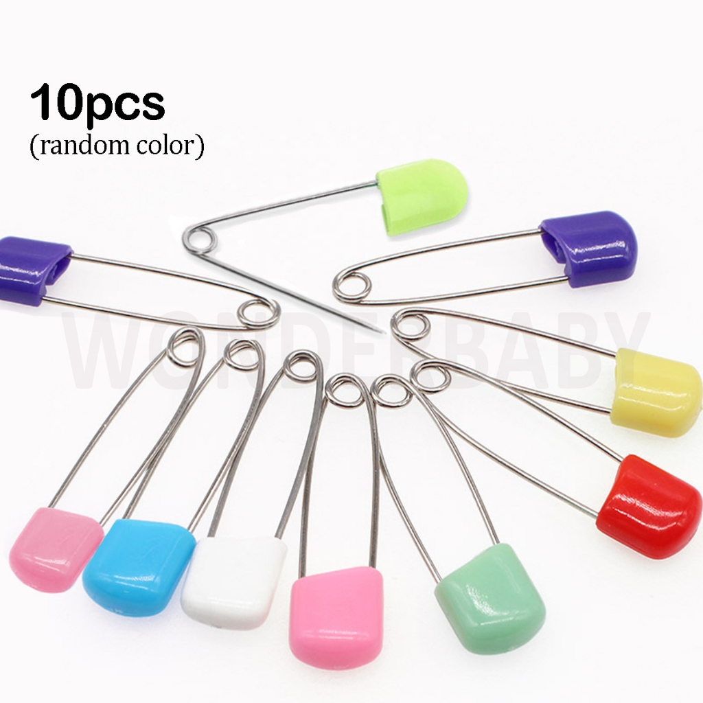 10Pcs Plastic Head Safety Pins Baby Kids Cloth Nappy Locking Brooch Buckles Colorful Needle Pins