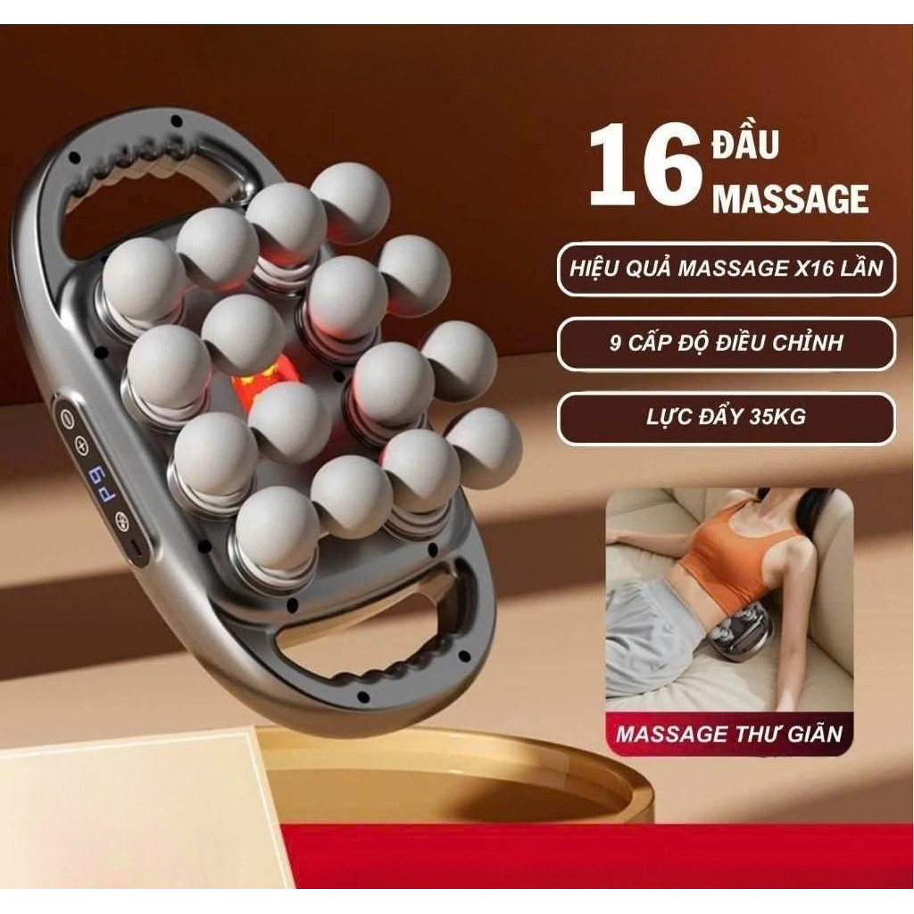Máy Đấm Lưng 16 Đầu Cầm Tay Cao Cấp - Giảm Đau Nhanh Chóng, Thư Giãn Toàn Thân