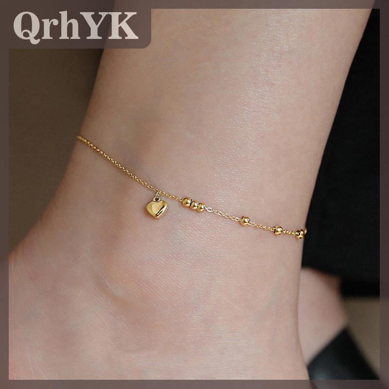 QrhYK Đơn giản titan thép vòng chân của phụ nữ tiên tiến Vòng chân thời trang tình yêu vòng chân phụ kiện Quà Tặng