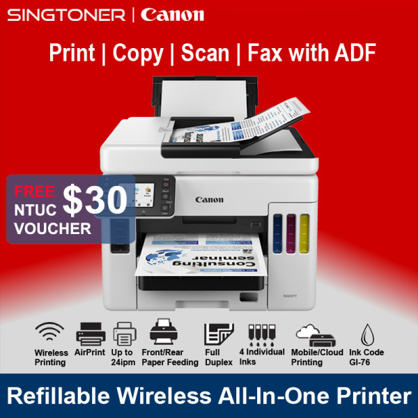 [Local Warranty] Canon MAXIFY GX7070 Easy Refillable Ink Tank Wireless 4-in-1 Business Printer for High Volume Document Printer GX 7070 GX-7070 Singapore