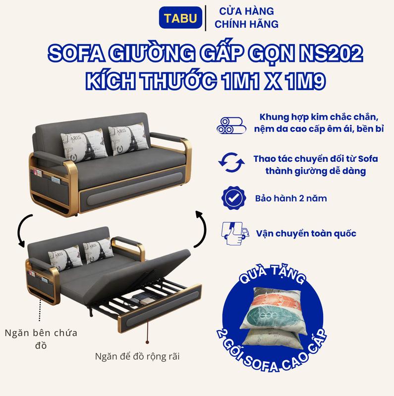 Ghế Sofa Giường Thông Minh, Đa Năng Kích Thước RỘNG 1M1, DÀI 1M9 ( TẶNG 2 GỐI )