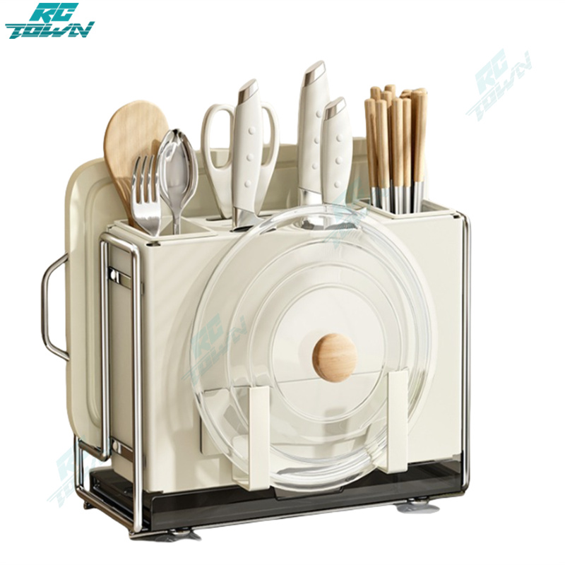 Kitchen Knife Holder, Universal Knife Block & Chopstick Cage Shelf, Multifunctional Countertop Cutting Board Rack Knife Lid Storage Rack For Home Kitchen Dining Room ราคา 741 บาท*ส่งฟรี