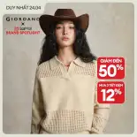Chỉ 24.4  Đơn 500K giảm 20% + Mua 2 giảm thêm 8% + Mua 3 giảm thêm 12%GIORDANO Nữ Áo len khoét rỗng chắp vá mềm mại Áo len cổ chữ V thời trang nhẹ nhàng, thoải mái, rộng rãi 18355819