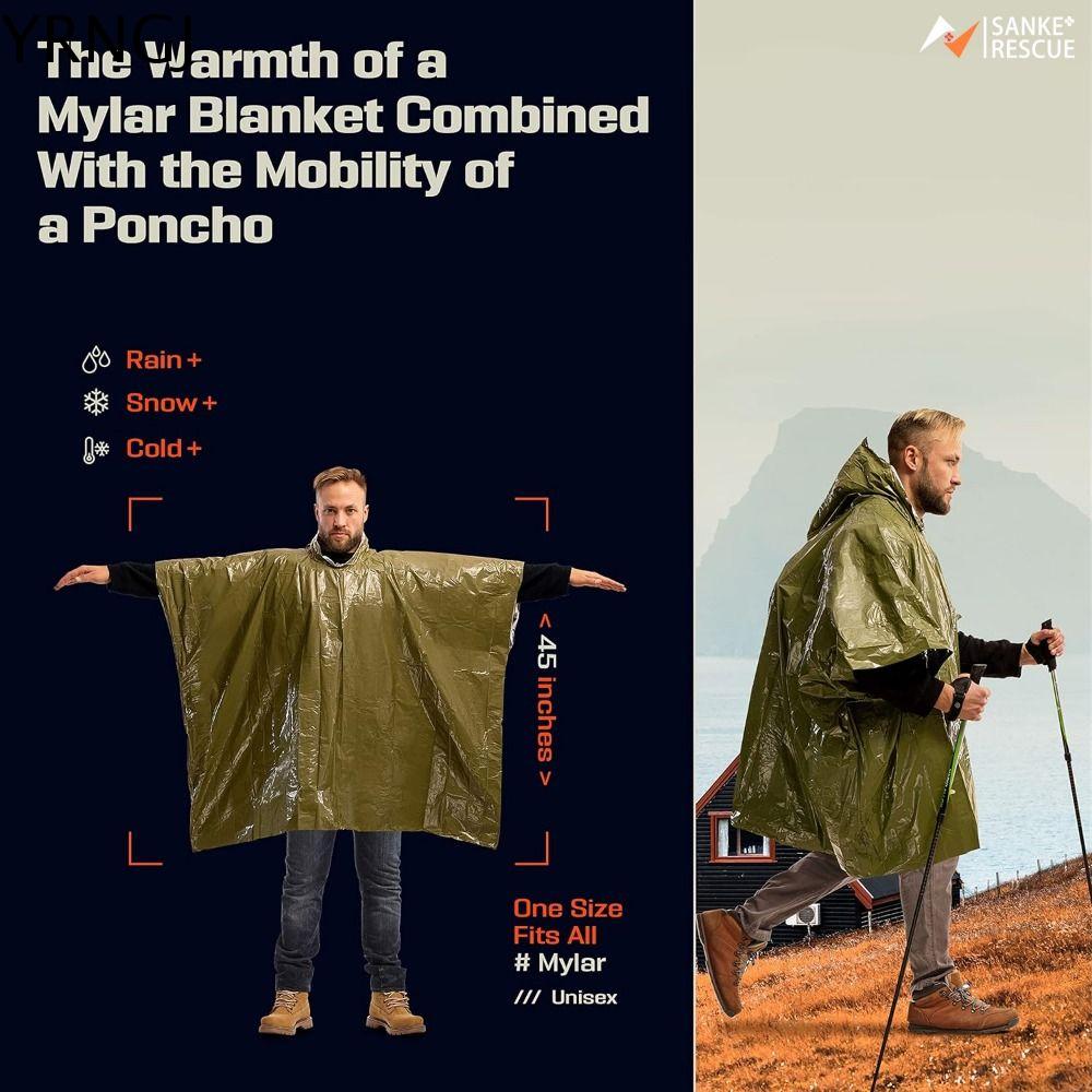 YRNGJ Thiết bị cắm trại Áo mưa poncho khẩn cấp Chống nước Phản xạ nhiệt Áo mưa khẩn cấp Sinh Tồn Khẩn Cấp Phim nhôm Áo mưa chống thấm Cắm trại đi bộ đường dài