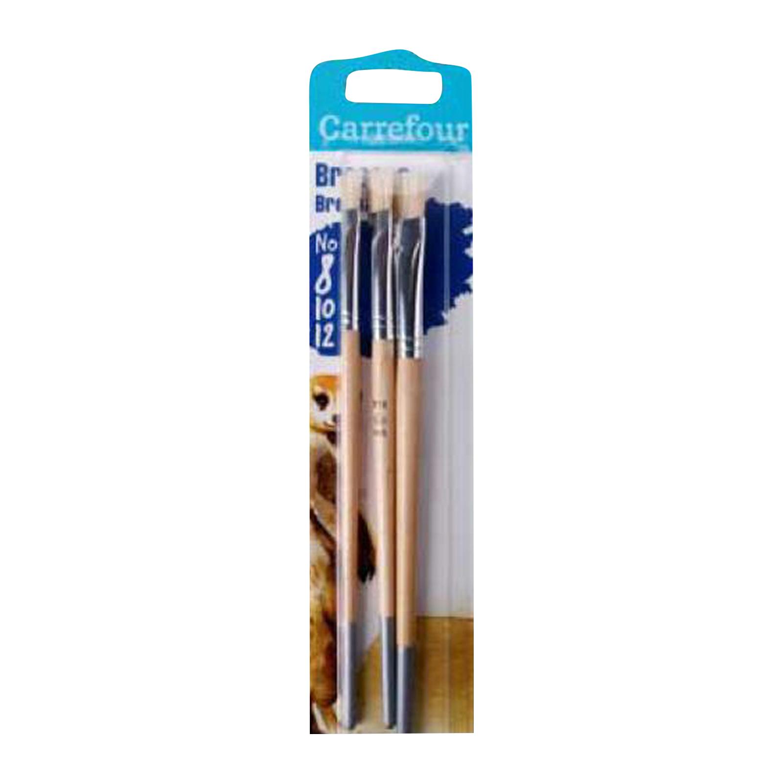 Carrefour Pack Of 3 Hog Bristle Paint Brush N8-10-12 - By Le Petit Depot