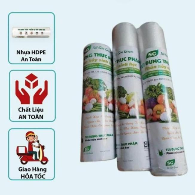 Sét 3 Túi Đựng Thực Phẩm Sinh Học Tự Hủy Mềm Mịn, Không Chứa Chất Bảo Quản, An Toàn Tuyệt Đối Cho Sức Khỏe