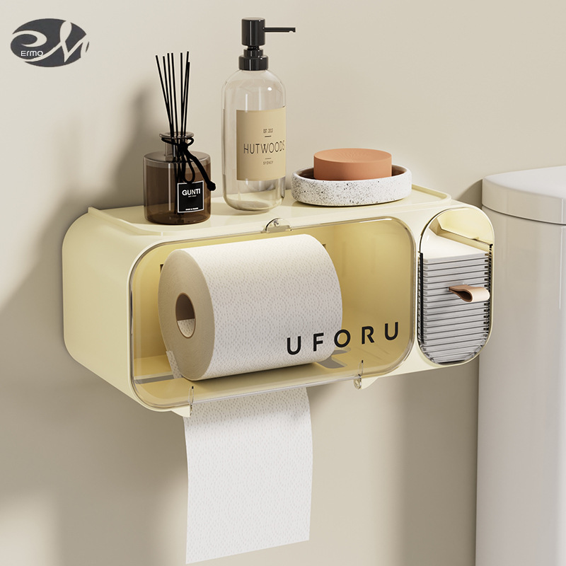 Wash face towel storage box, disposable makeup cotton without punching in the bathroom, makeup removal, toilet roll wall mounted storage rack ราคา 518 บาท*ส่งฟรี