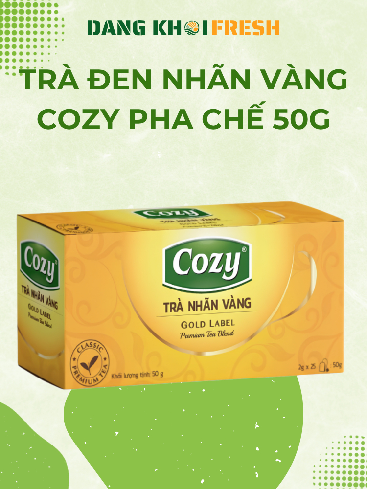 Combo 10 Trà Đen Nhãn Vàng Cozy Pha Chế Trà Chanh Trà Tắc Trà Kim Quất Trà Sữa 25*2g Túi Rời