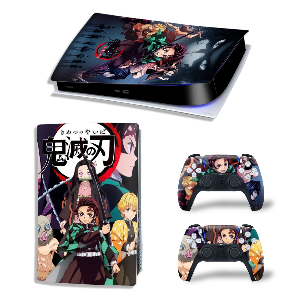 For PS5 Digital Skin Anime Demon Slayer Vinyl Sticker Decal Cover Console Controller Dustproof Protective Sticker