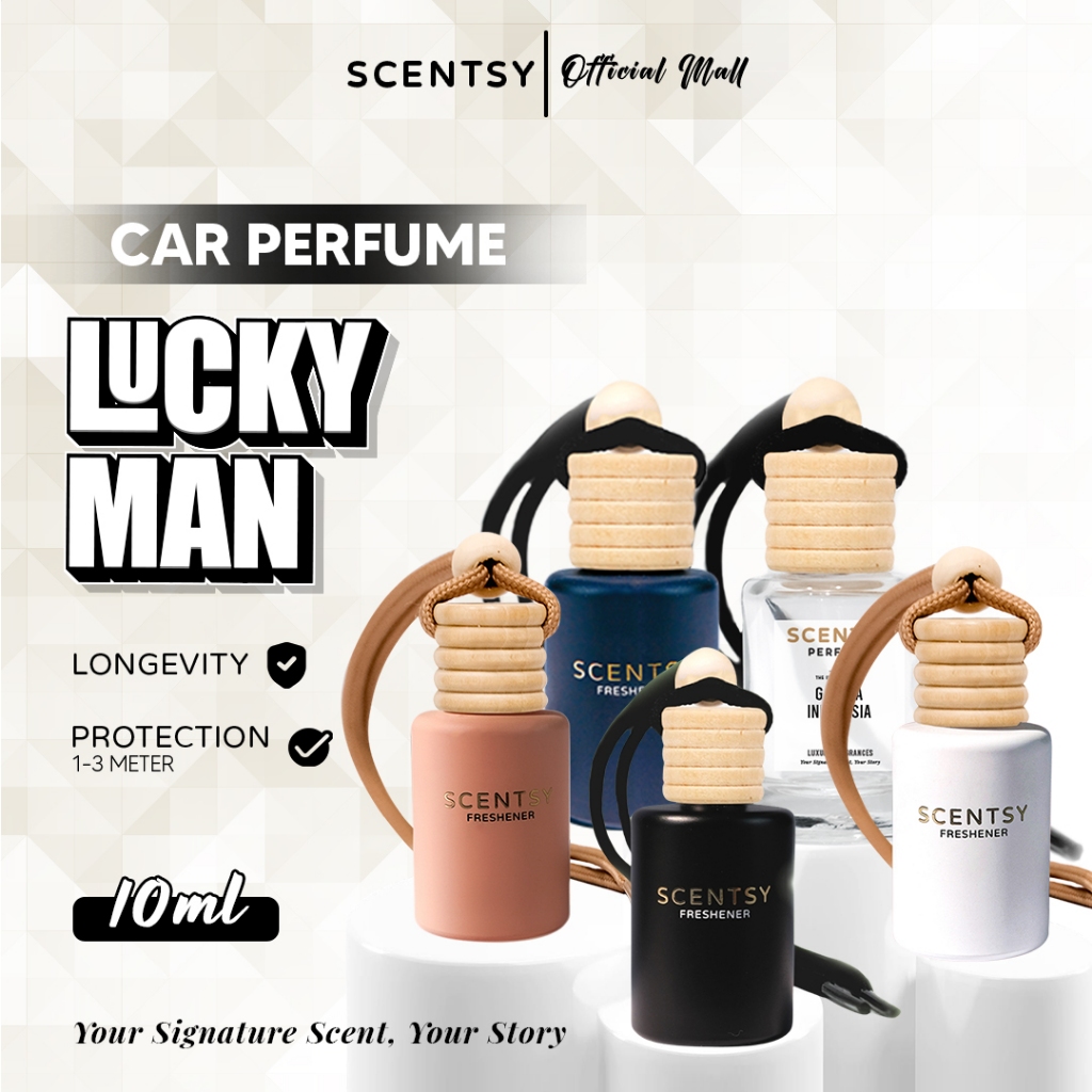 SCENTSY Parfum Mobil LUCKY MAN Pengharum Anti Mual 10ml Pewangi Ruangan Kantor Toilet Kamar tidur Lemari Inspired by Fragrance Aroma Terapi Mewah Parfum Gantung Capit Jepit AC Aksesoris Mobil Harga 17,950 rupiah*Gratis Ongkir