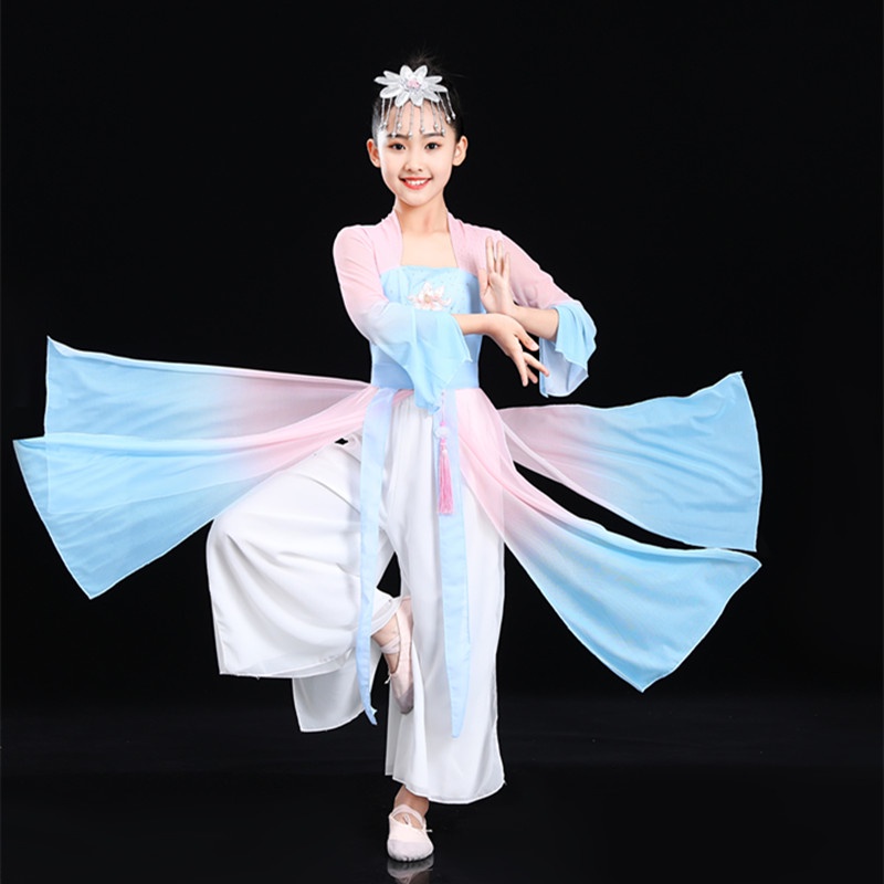 Bộ Hán Phục Biểu Diễn Múa Phong Cách Trung Hoa Cổ Điển Thời Trang Mùa Đông Xinh Xắn Cho Bé Gái