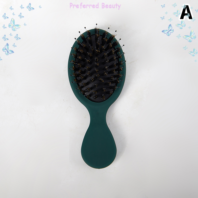 Preferred Beauty Store 1 chiếc lược chải tóc bằng Nylon lông lợn hình bầu dục Lược mát xa da đầu tóc nhỏ chống tĩnh điện bàn chải chăm sóc tóc Salon dụng cụ tạo kiểu