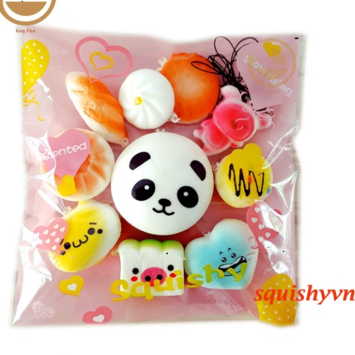 Bộ 10 squishy dẻo nhiều hình Set 10 squishy đồ chơi bóp tay hình thú dễ thương - MSP760319