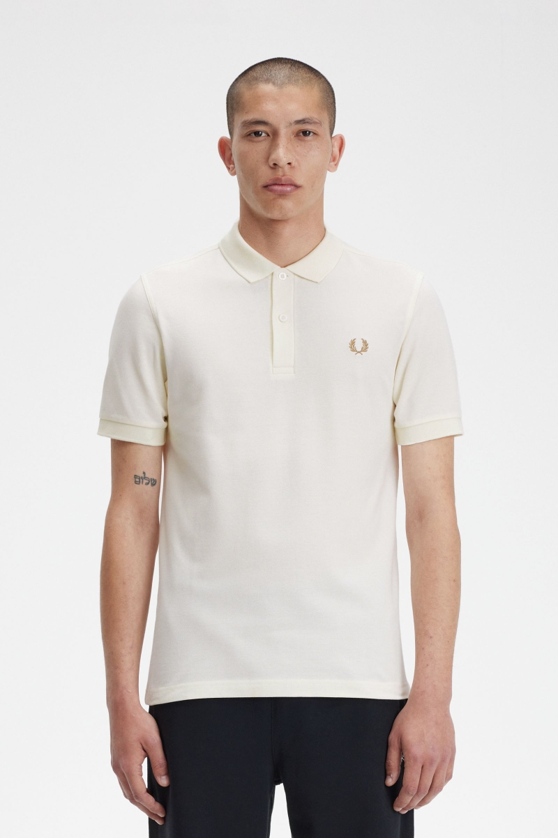 Áo Sơ Mi Ngắn Tay Cổ ve chính hãng Fred Perry mới màu trơn lúa mì M3600polo