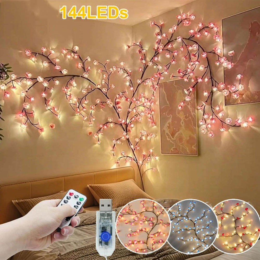 144 LED Cherry Blossom Tree Lights Bendable Branch USB Fairy Light