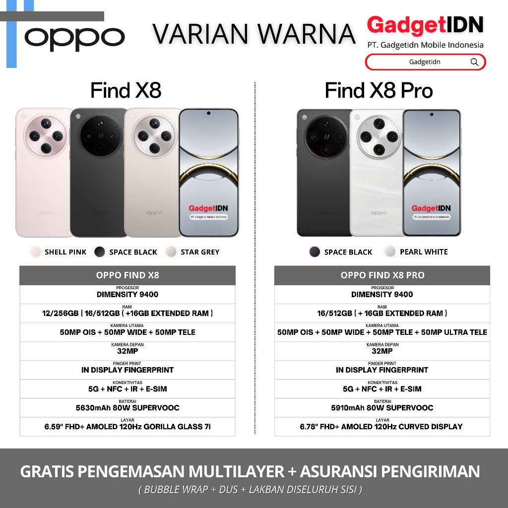 OPPO Find X8 Pro 5G 16/512GB ( +16GB Extended RAM ) Garansi Resmi OPPO Harga  13,999,000 Ringgit*Penghantaran Percuma