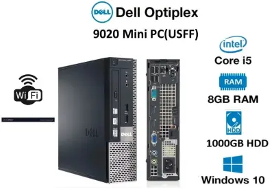DELL OptiPlex 9020 (micro) mini PC Desktop Computer - Intel Core i5-4th Gen /8gb Ram/1TB hdd/Win10 pro /MS office With Free WIFI dongle( Refurbished )