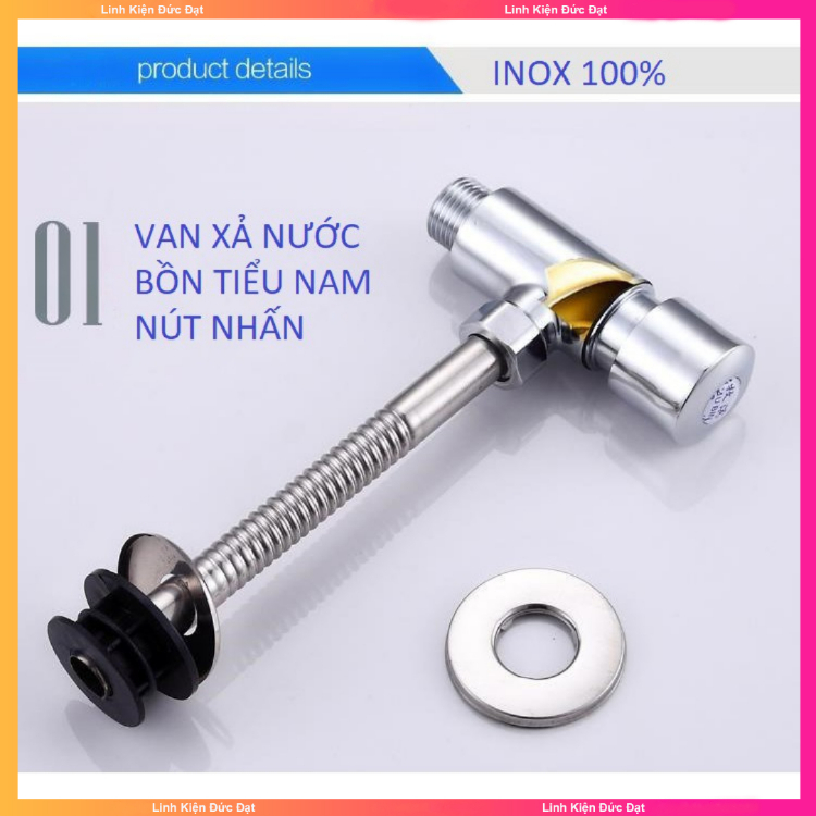 Van xả nước bồn tiểu nam inox 100% nút nhấn