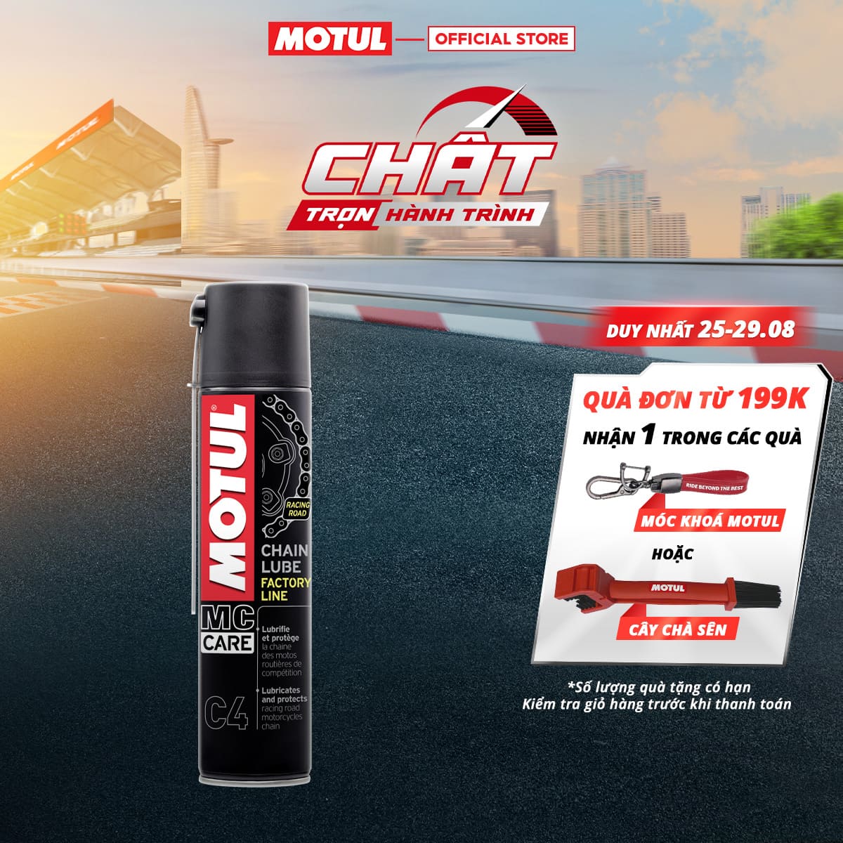 Xịt sên / xích MOTUL C4 CHAIN LUBE Factory Line 0.4L