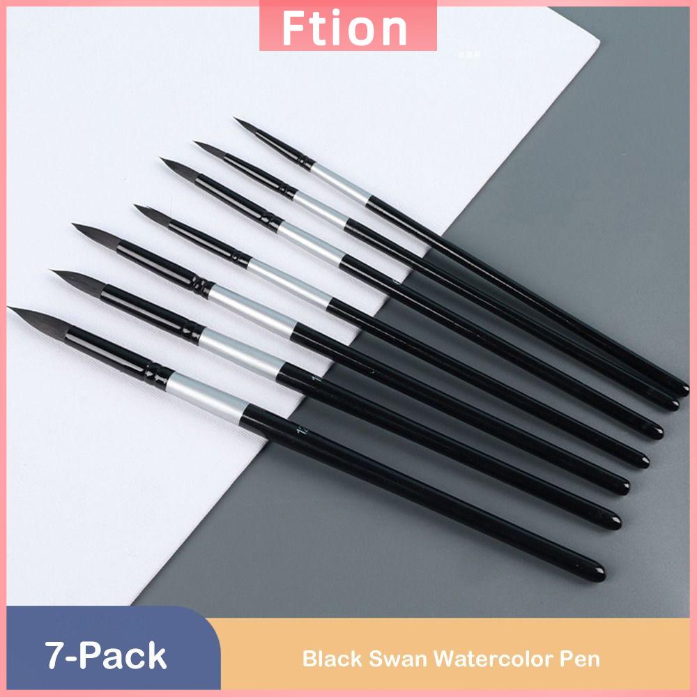FTION 7Pcs/Set Đầu tròn/đầu nhọn Cọ vẽ màu nước Lông chồn Bộ dụng cụ nghệ sĩ cho người bắt đầu Bộ cọ vẽ Chuyên nghiệp Bút vẽ Gouache Lớp học nghệ thuật