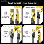 SeasTina Cáp sạc nhanh USB 4 trong 1 sang Lightning/Type-C cho điện thoại thông minh