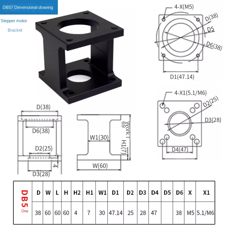 [Puffide] Giá Đỡ Động Cơ Bước/Servo - Động Cơ Bước Db57 Với 4 Ốc Vít | Tùy chọn từ 57-130mm Tương Thích Trục Vít Bi | Công Nghiệp Tự Động Hóa