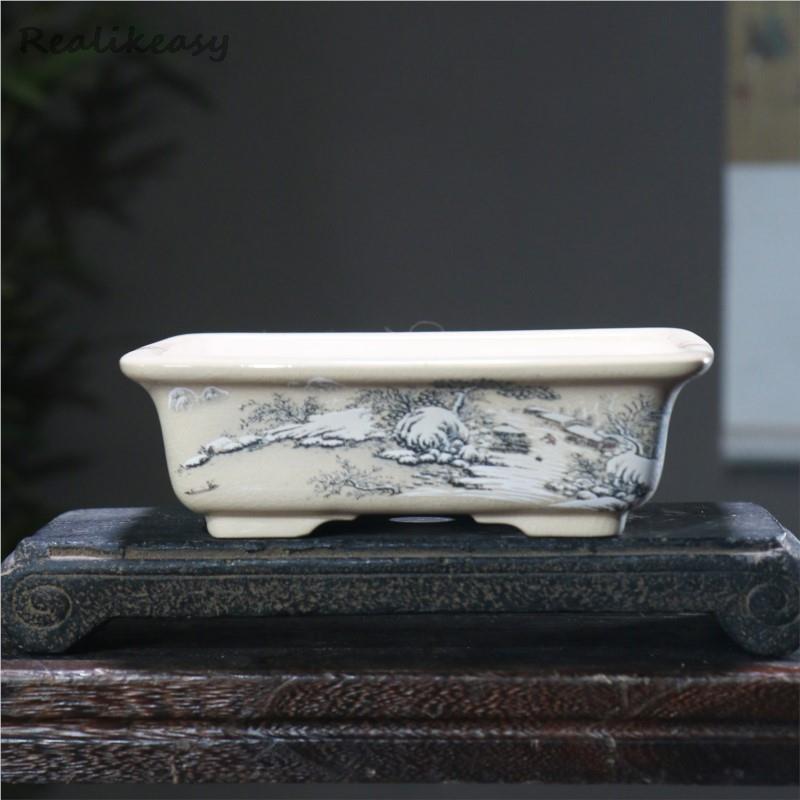 6size cát tím Chậu hoa gốm Chậu Cây Cảnh Vẽ Tay Chậu trồng hoa cây mọng nước Chậu hoa Phong Cảnh Trung Quốc Chậu hoa trang trí nội thất le302