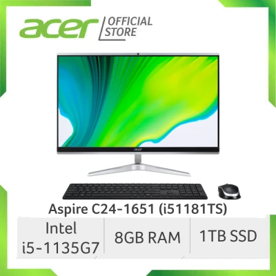 [2021 MODEL] Acer Aspire C24-1651 (i51181TS) 23.8 Inch FHD IPS AIO Desktop | Intel i5-1135G7 | 8GB RAM | 1TB SSD
