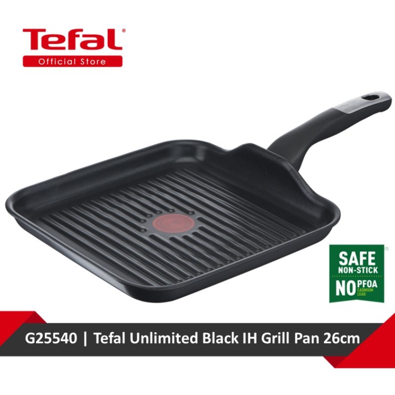 Tefal Unlimited Black IH Grill Pan 26x26cm G25540 Singapore