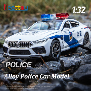 Meettoy 1 32 M8 Police Car Model Alloy With Sound And Light Police Pull thumbnail