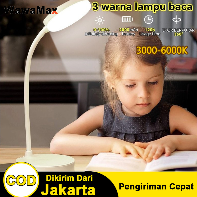 Lampu Belajar Lampu Meja Lampu LED Table Lamp USB Plug Rechargeable Desk Lamp Tricolour Sentuh 3 Warna Tempat Pulpen Baca Meja Kerja Duduk 12000mAh Lampu Tidur Lampu/Bed Reading Book Night Light/Eye Protection Light